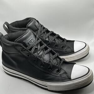 Size 8.5 Converse Chuck Taylor All Star Street Leather High Black